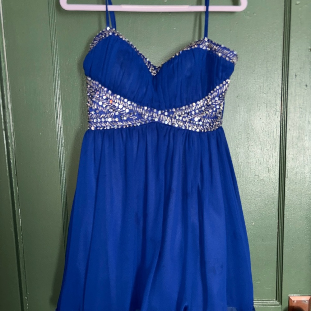Stunning Blue Dress with Silver Accents